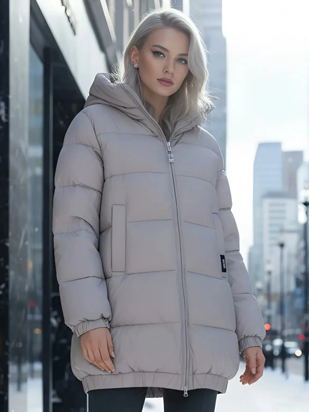 🛍️ Куртка женская зимняя на резинке большого размера светло-коричневого цвета 7619SK