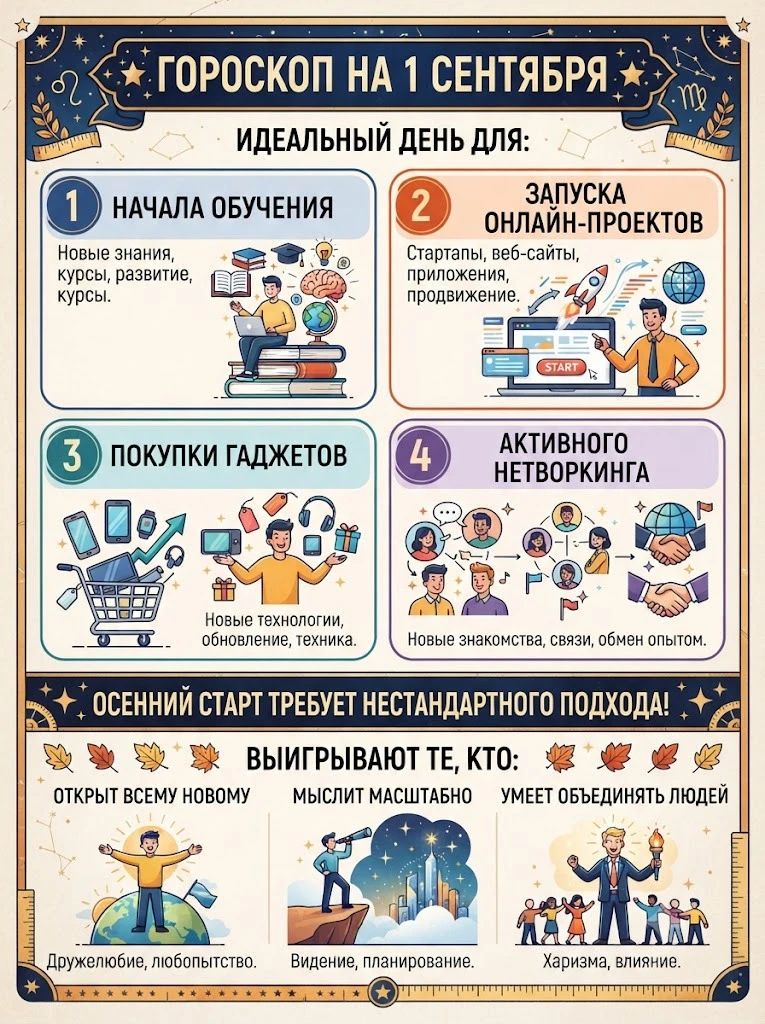 🌟 ГОРОСКОП НА 1 СЕНТЯБРЯ 🌟