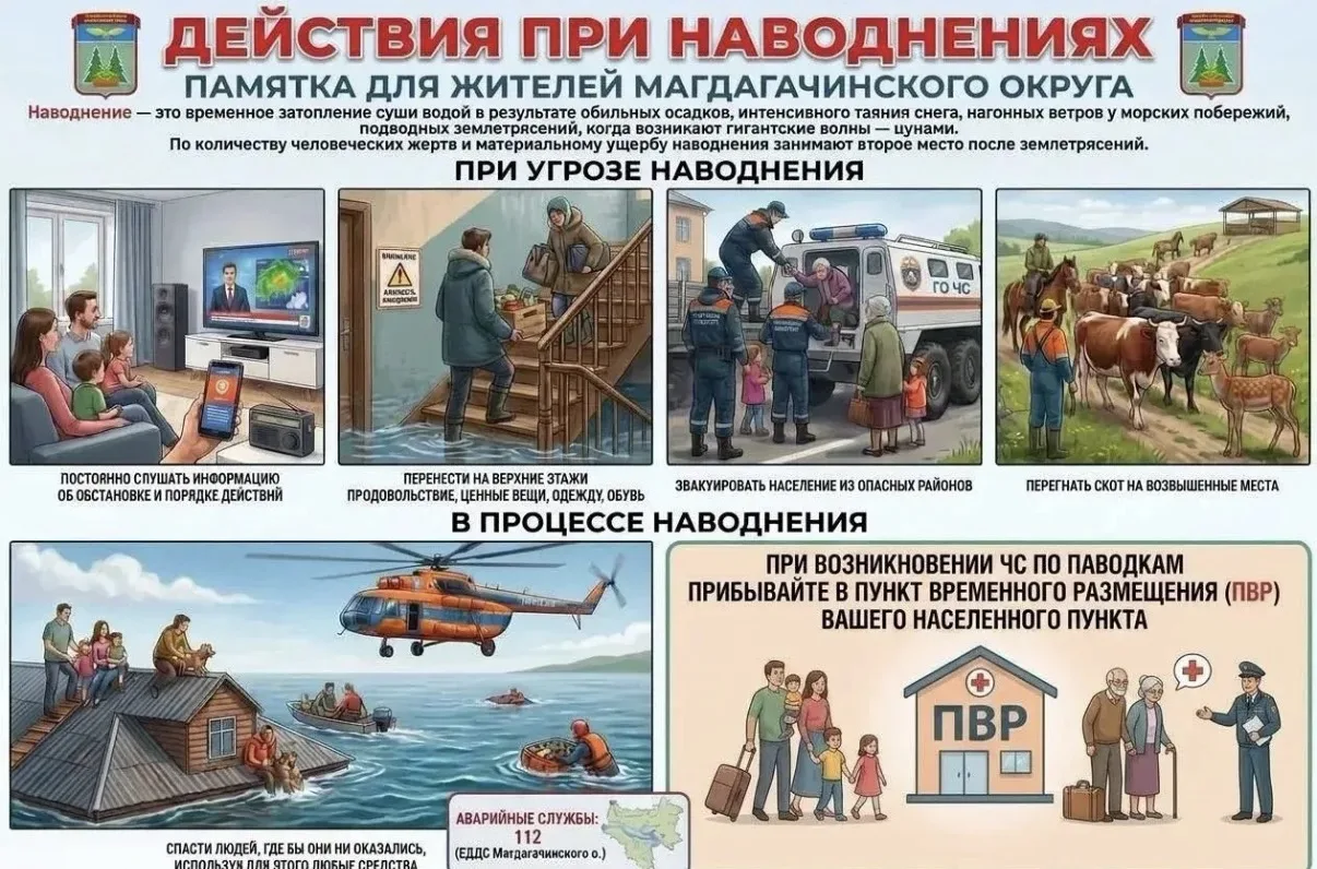✅Памятка о правилах поведения при наводнениях

📌В Магдагачинском округе разработана памятка, котора