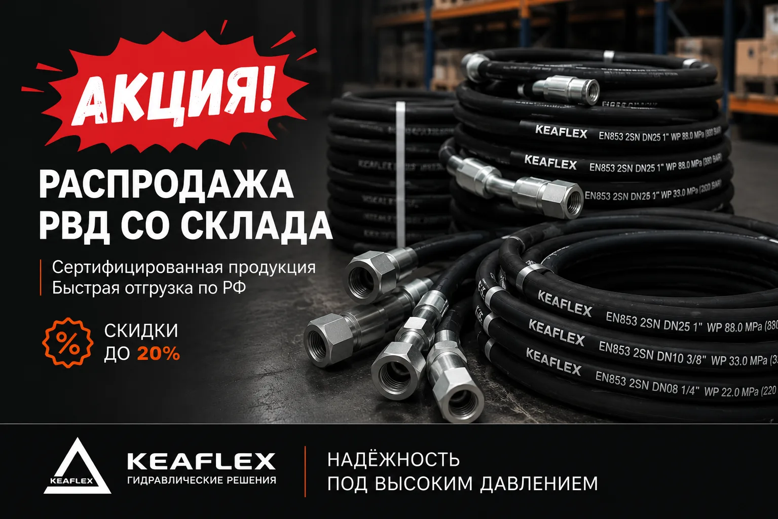 РАСПРОДАЖА РВД И И ПРОМЫШЛЕННЫХ ШЛАНГОВ KEAFLEX