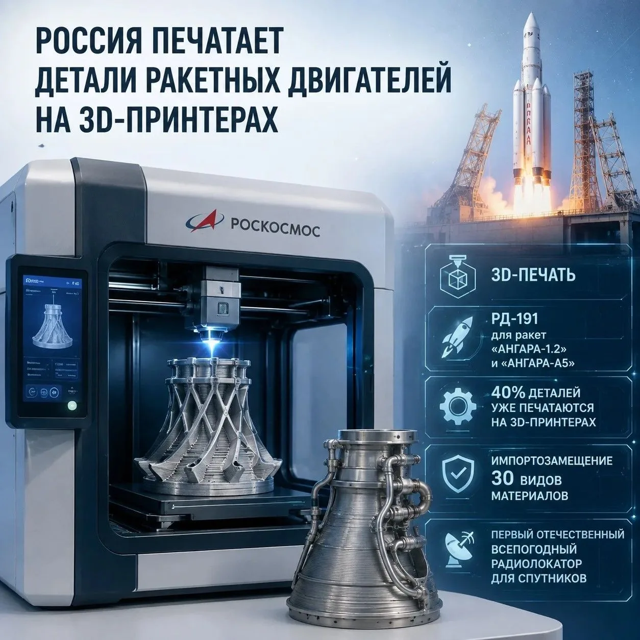 ✈️ Россия начала печатать детали ракетных двигателей на 3D-принтерах