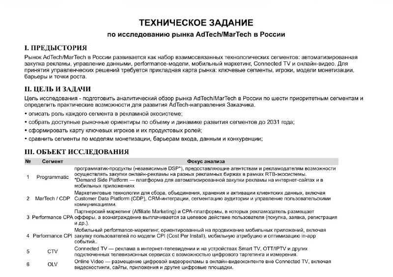 📊 Анализ российского рынка рекламных технологий в тендере Т2