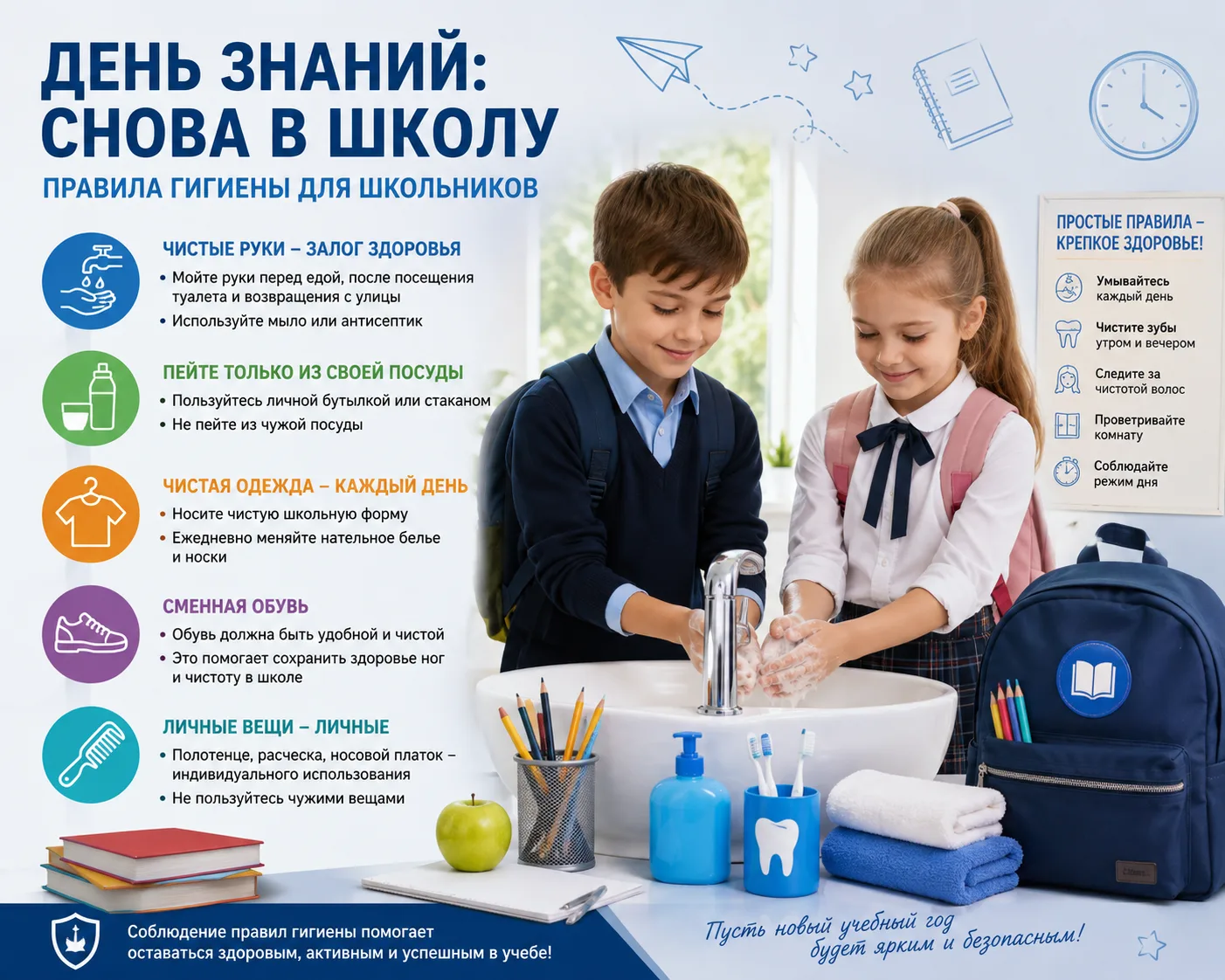 День знаний. Снова в школу: вспоминаем правила гигиены