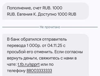 Как я отменяла ошибочный перевод.