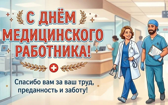 Дорогие коллеги! От всей души поздравляем вас с Днем медика!

Желаем крепкого здоровья, энергии, уда