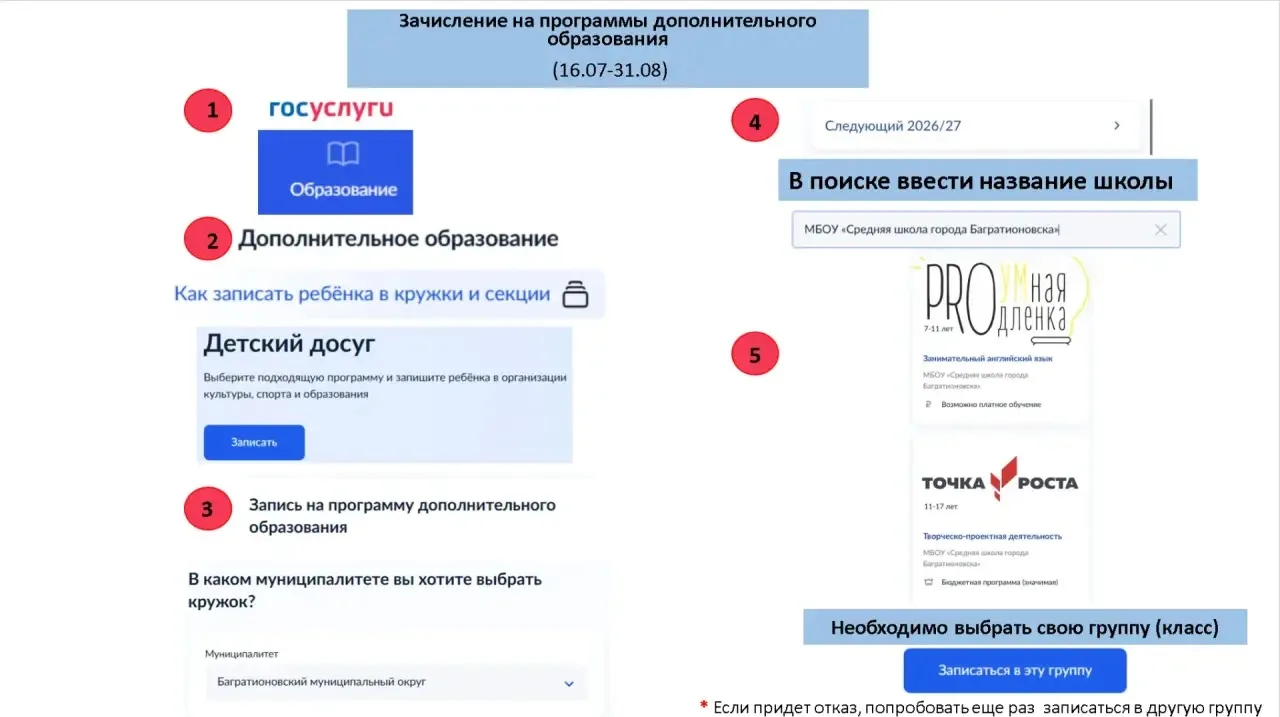Уважаемые родители!
Начинается зачисление на программы доп. образования (кружки и секции) через Госу