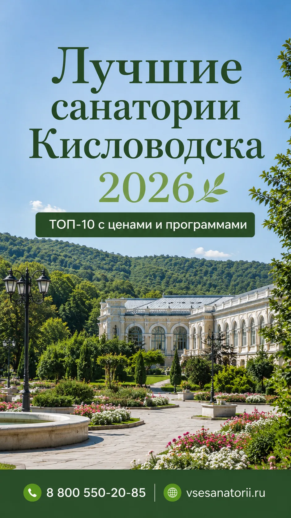 🌿 ТОП-10 лучших санаториев Кисловодска 2026 🌿

Собрали для вас самые популярные санатории Кисловод