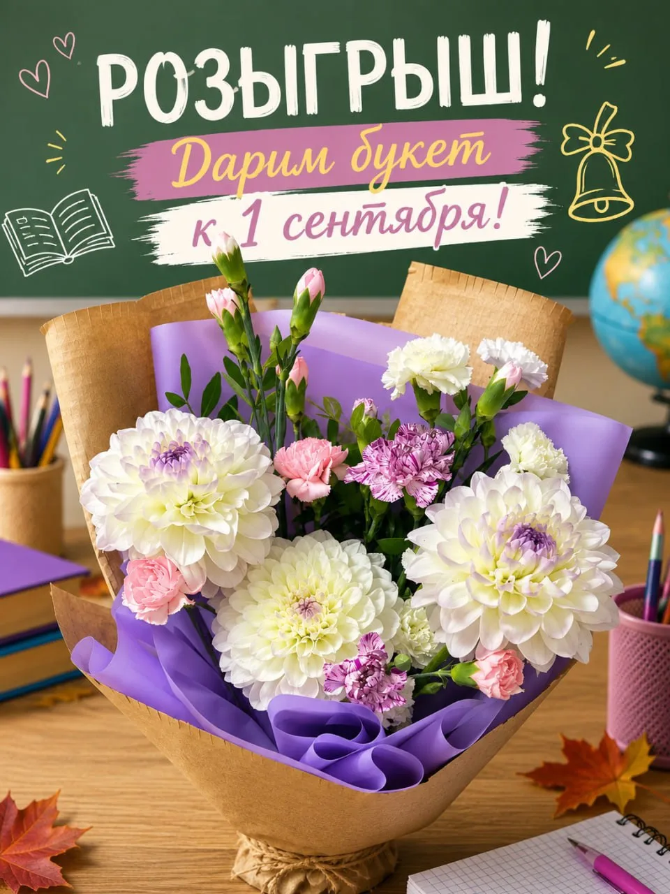 ⚡️В Октябрьском можно бесплатно получить букет к 1 сентября
