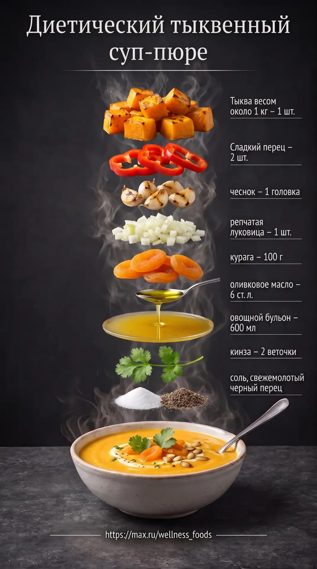 🍲 Диетический тыквенный суп‑пюре — нежный, пряный и очень уютный! 😍