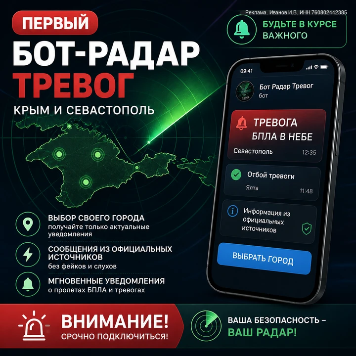🚨 ПЕРВЫЙ БОТ-РАДАР ТРЕВОГ ДЛЯ КРЫМА И СЕВАСТОПОЛЯ
