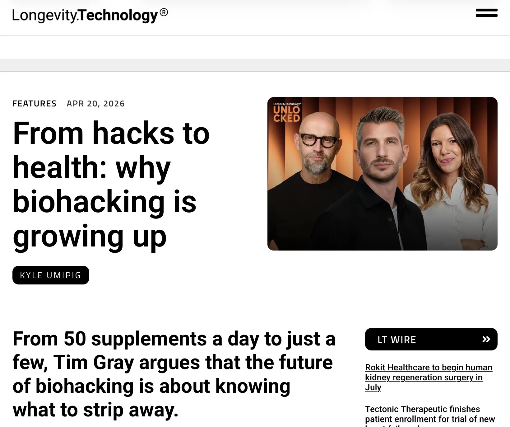 ☄️Америка отменяет биохакинг 
Прощайте Led-лампы и трекеры сна. Longevity https://longevity.technolo