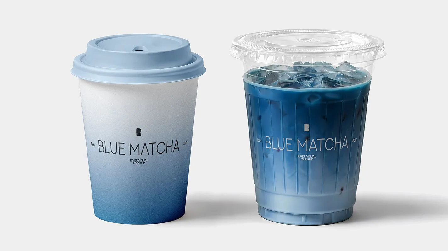 ► Мокап стаканчиков для напитков | Blue Matcha PSD Mockup

#free #mockup #psd #дизайн #packaging #cu
