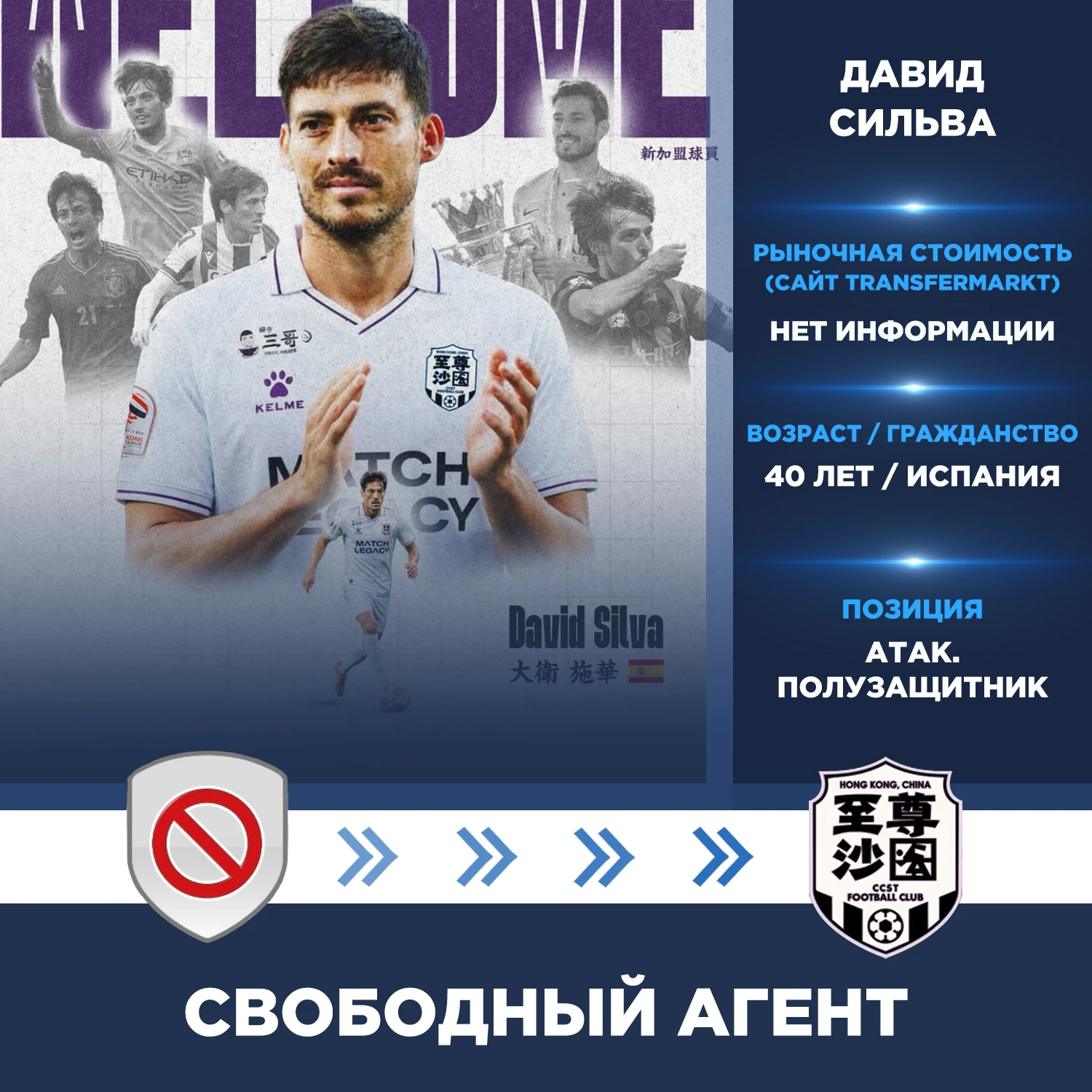 Официально: Давид Сильва стал игроком клуба «Ша Тин» (Гонконг).