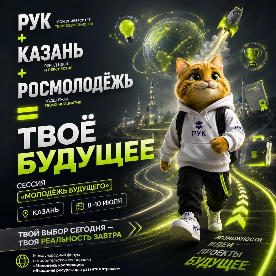 РУК + КАЗАНЬ + РОСМОЛОДЁЖЬ = ТВОЁ БУДУЩЕЕ 

👀 Что объединяет успешных молодых людей сегодня? Правил