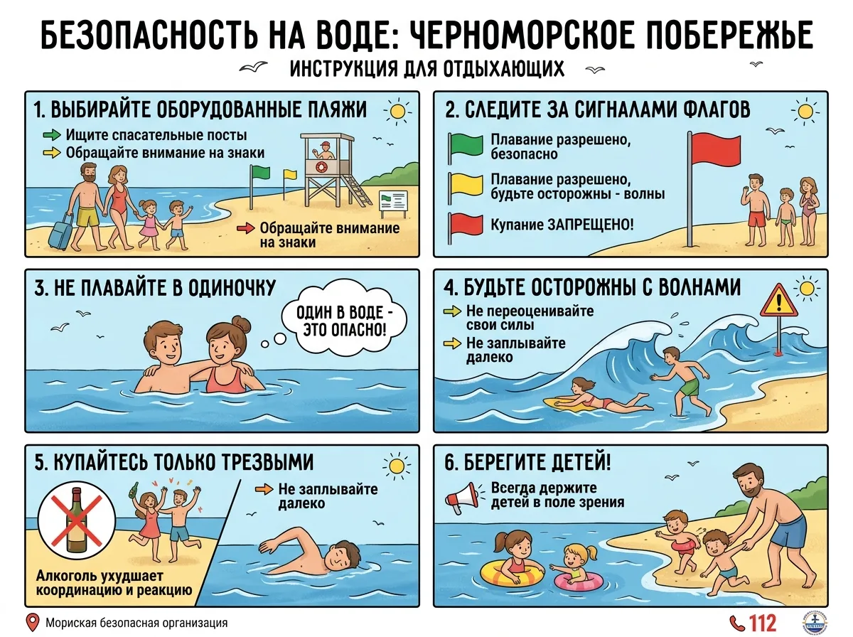 🌊 Безопасность на Черноморском побережье: правила, которые спасут жизнь 🌊