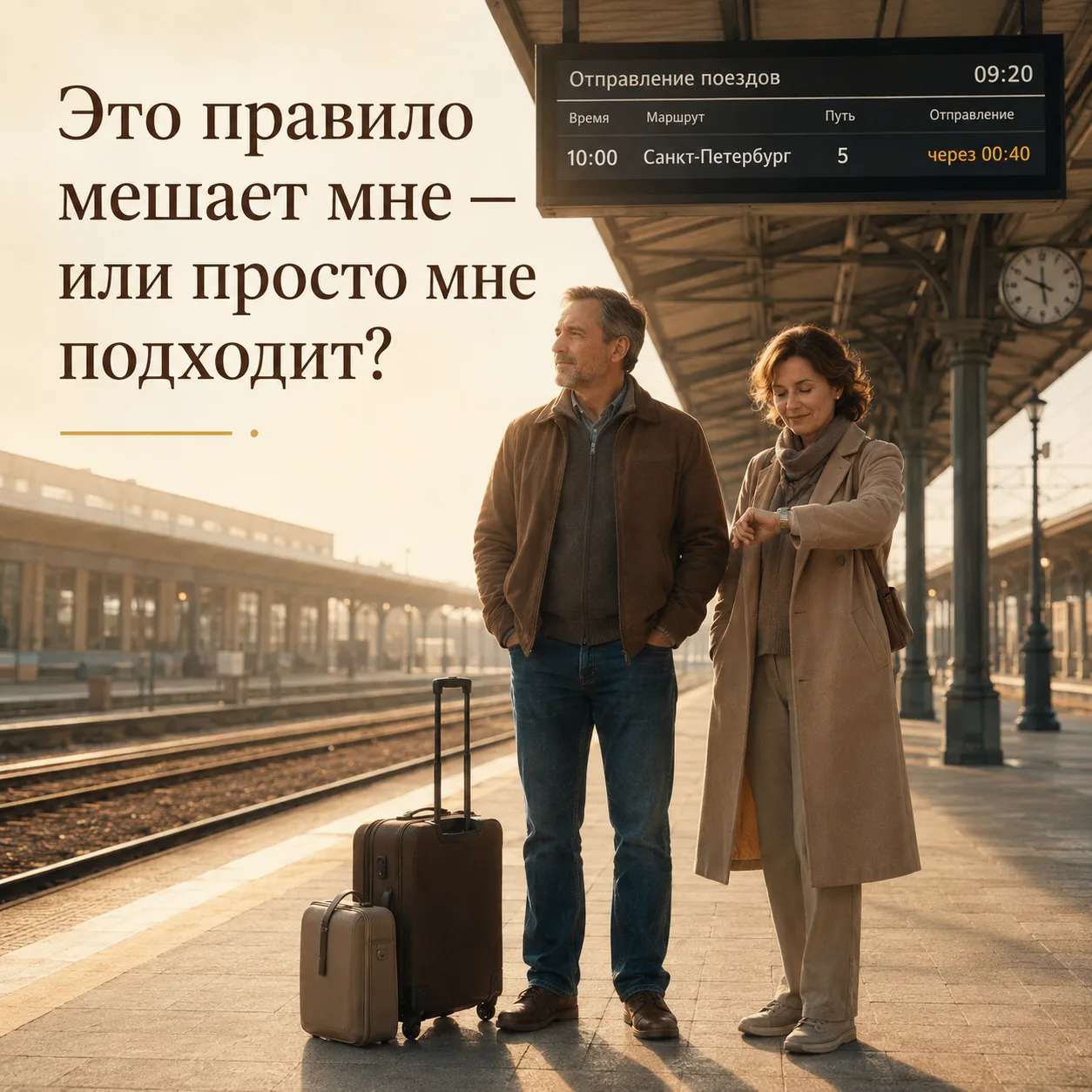 Он приехал на вокзал за сорок минут до поезда.