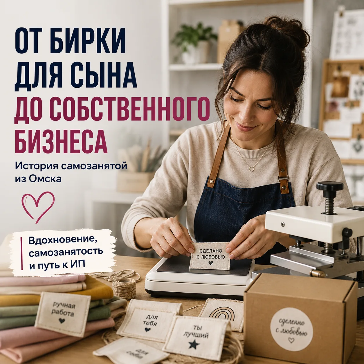 🧵 От бирки для сына до собственного бизнеса: история самозанятой из Омска