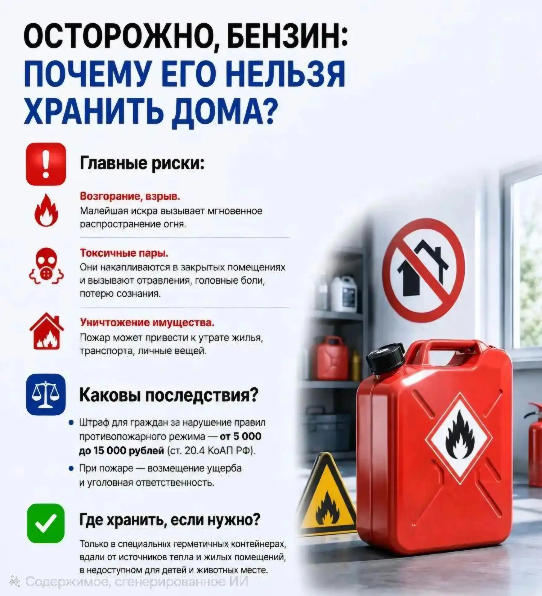 Почему нельзя хранить бензин дома — рассказываем кратко: