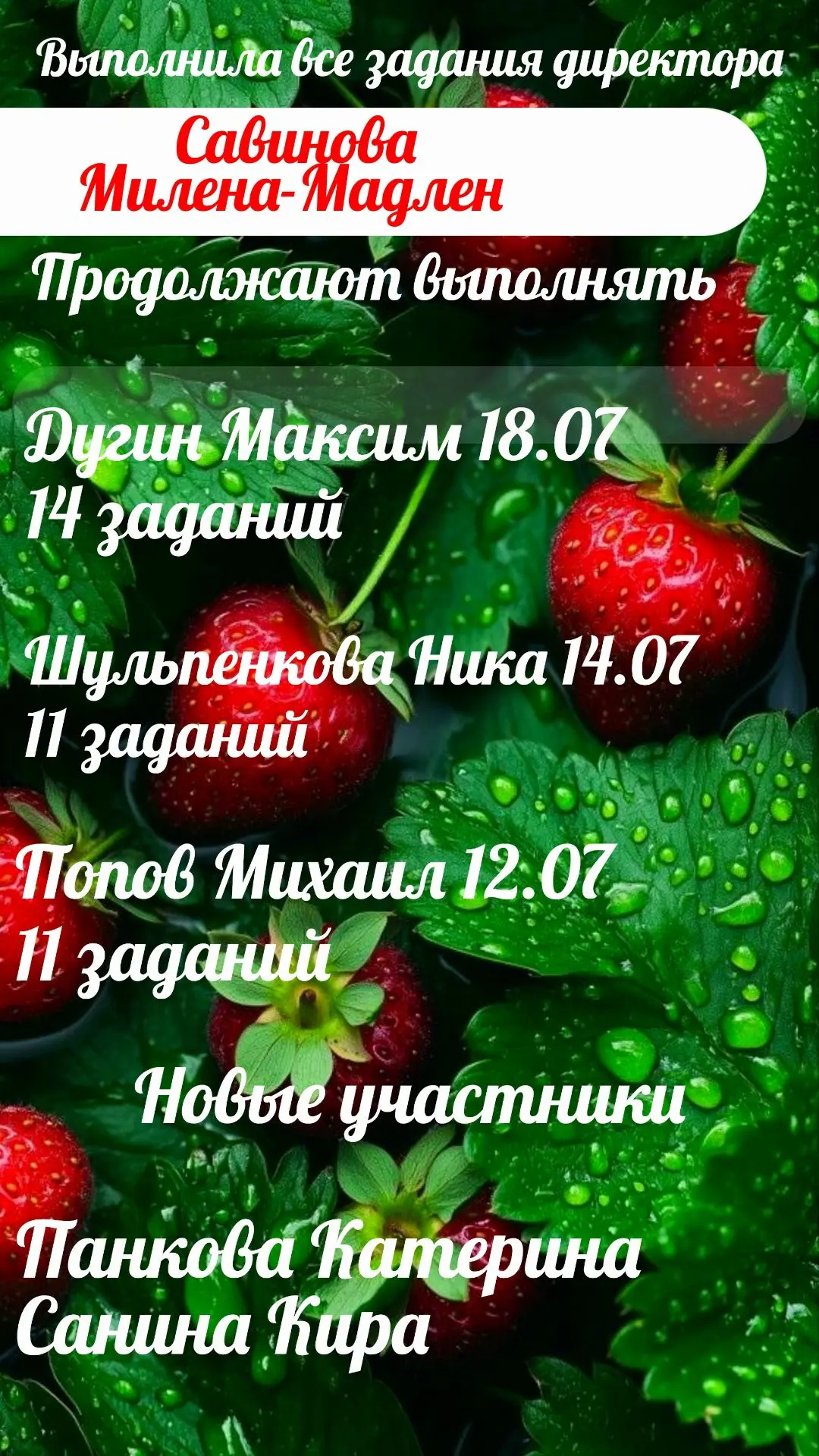 Промежуточные итоги летнего конкурса заданий от директора 🪁