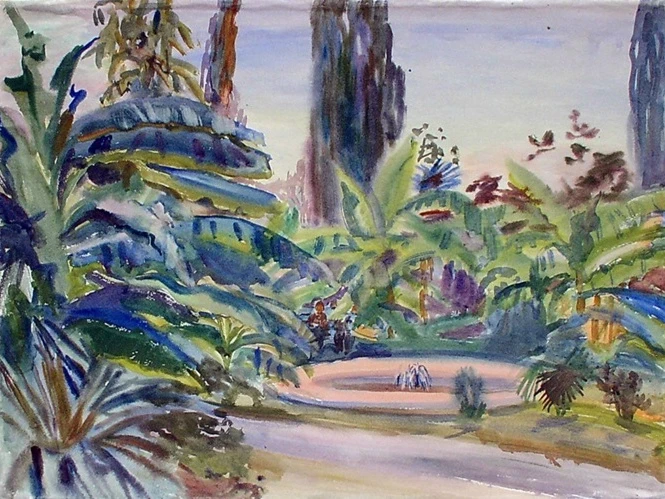 🖼🎨 Александра Платоновна Петрова, Крым. Ботанический сад. 1951 год. Бумага, акварель,...