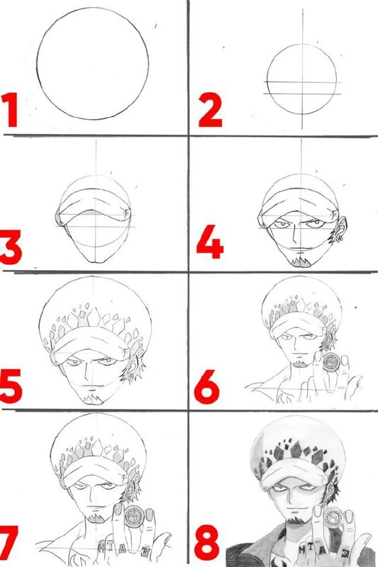 Как нарисовать Трафальгарский закон One Piece - Рисование аниме для начинающих