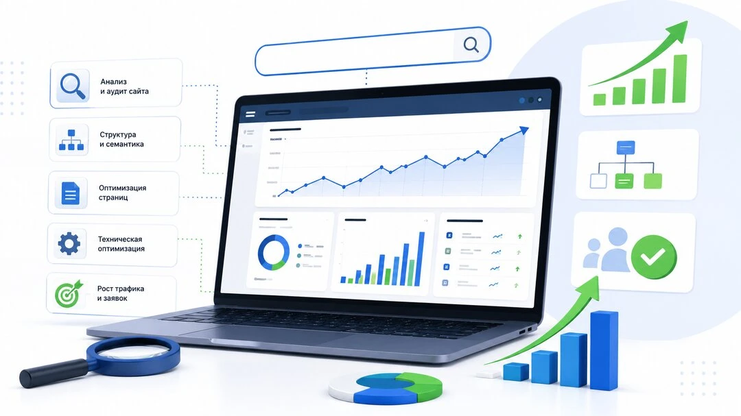 Ваш сайт в ТОП-10 за 1–3 месяца  SEO под ключ с AI-усилением: быстрее анализируем конкурентов, точне