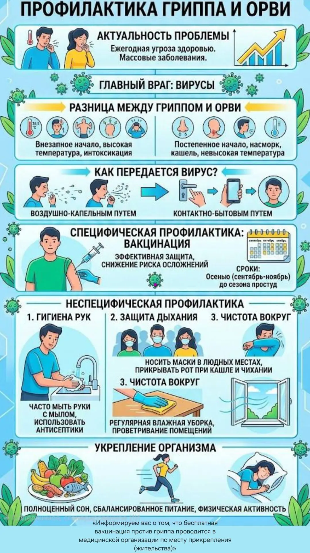 🦠 Профилактика гриппа и ОРВИ - важная информация для всей семьи!