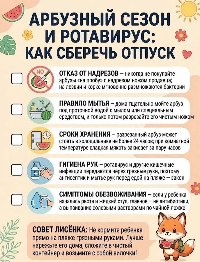 Арбузный сезон и ротавирус: как сберечь отпуск?
