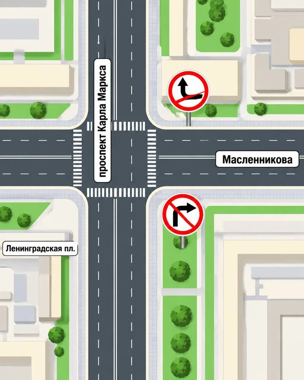 🚦 На перекрестке у "Голубого огонька" изменят схему движения - запретят два правых пов...