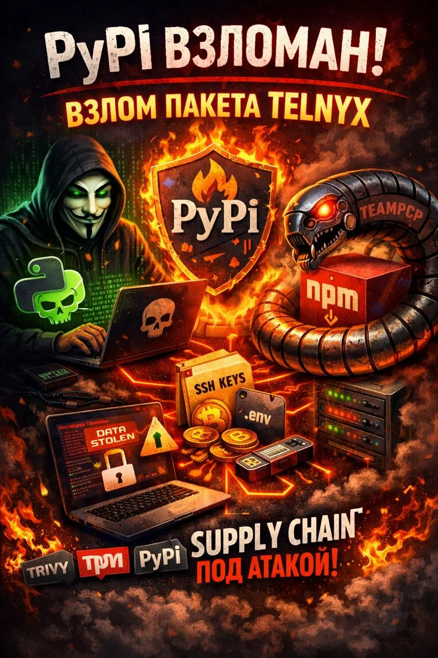 🚨 PyPI снова взломали. Теперь под ударом пакет telnyx
