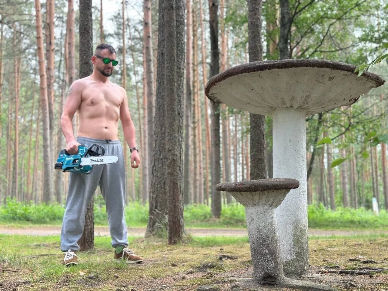 Природа у Сани с Костей на Полигоне 98, всё-таки уникальная и места грибные есть! 👍 Не зря пилу взя