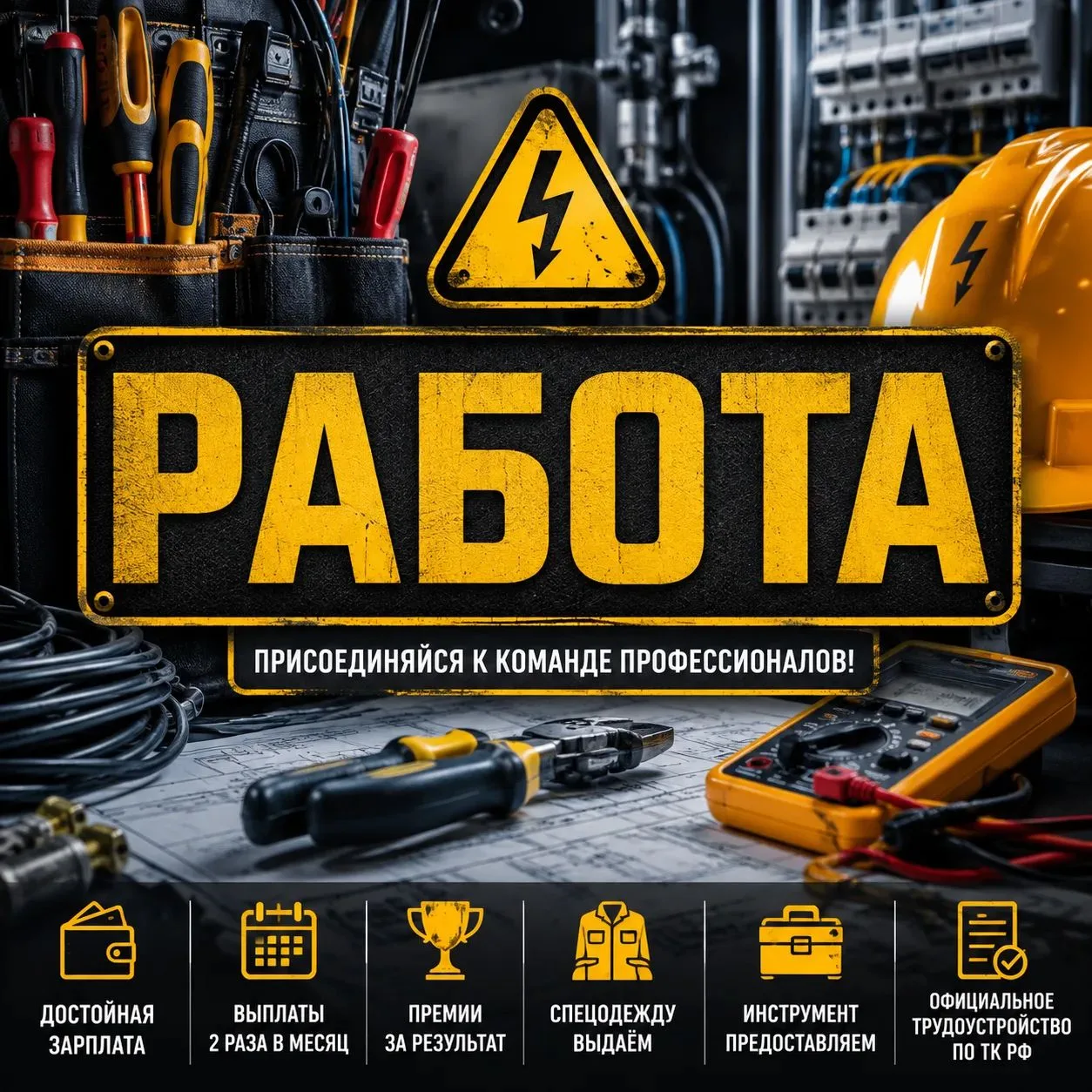 ⚡ **ИЩЕМ ЭЛЕКТРОМОНТАЖНИКОВ И БРИГАДЫ!** ⚡