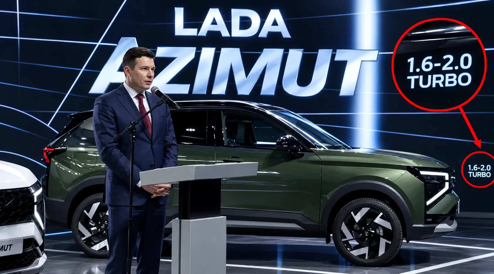 «1.6–2.0 TURBO»: АВТОВАЗ ОБЪЯСНИЛ ЗАГАДОЧНУЮ НАДПИСЬ НА ПРЕЗЕНТАЦИИ LADA AZIMUT