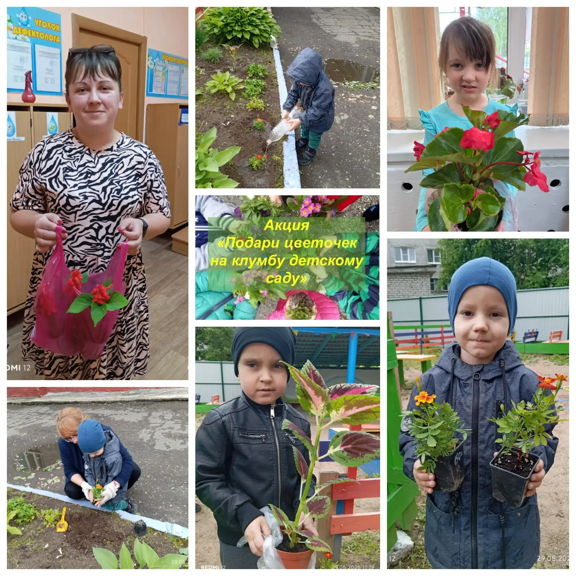 Группа 💧"Капелька"💧 приняла участие в акции 🌸"Подари цветочек на клумбу детскому сад...