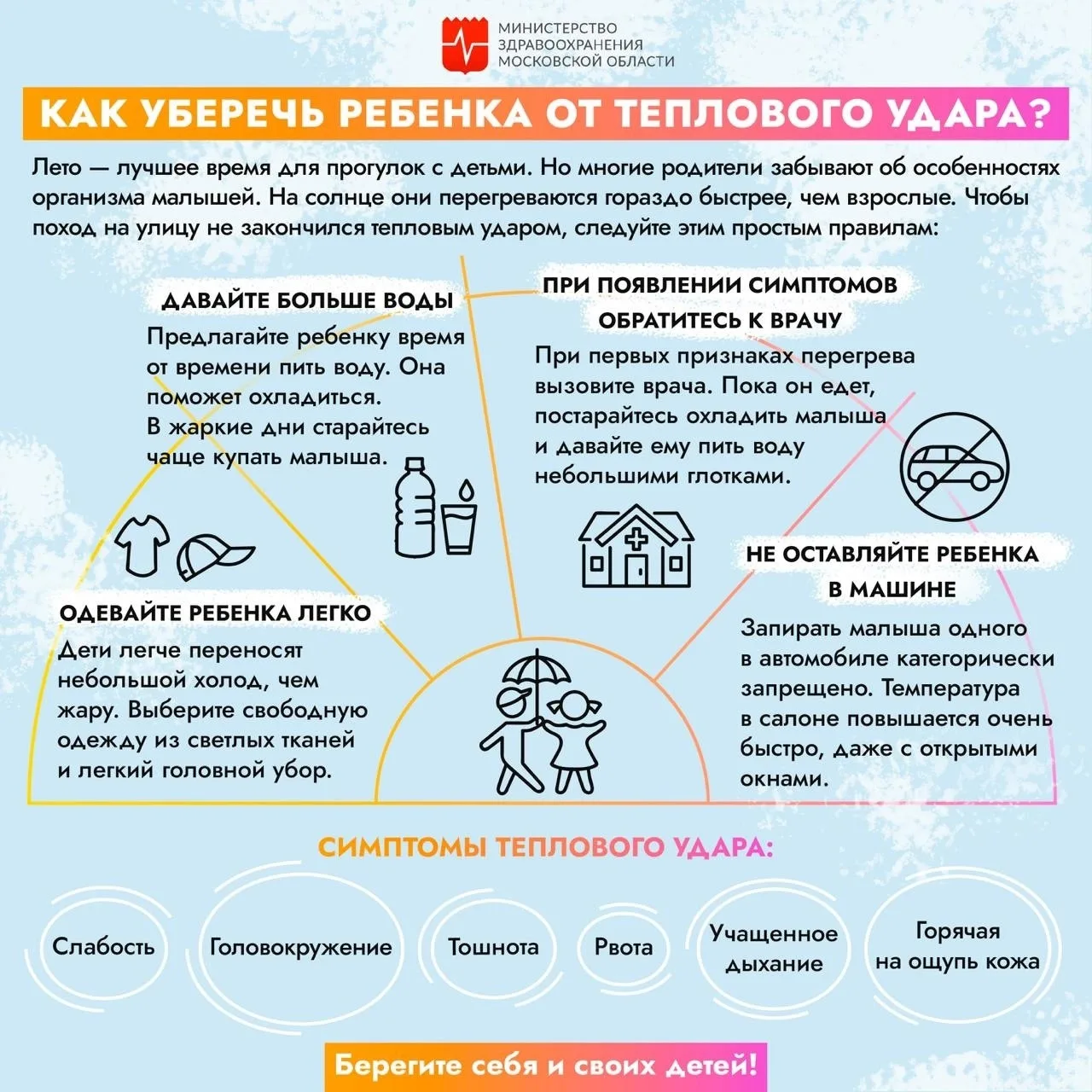 🌞🌈Как уберечь ребёнка от теплового удара?

🕒 Самое важное в зной – ограничить пребывание на улице