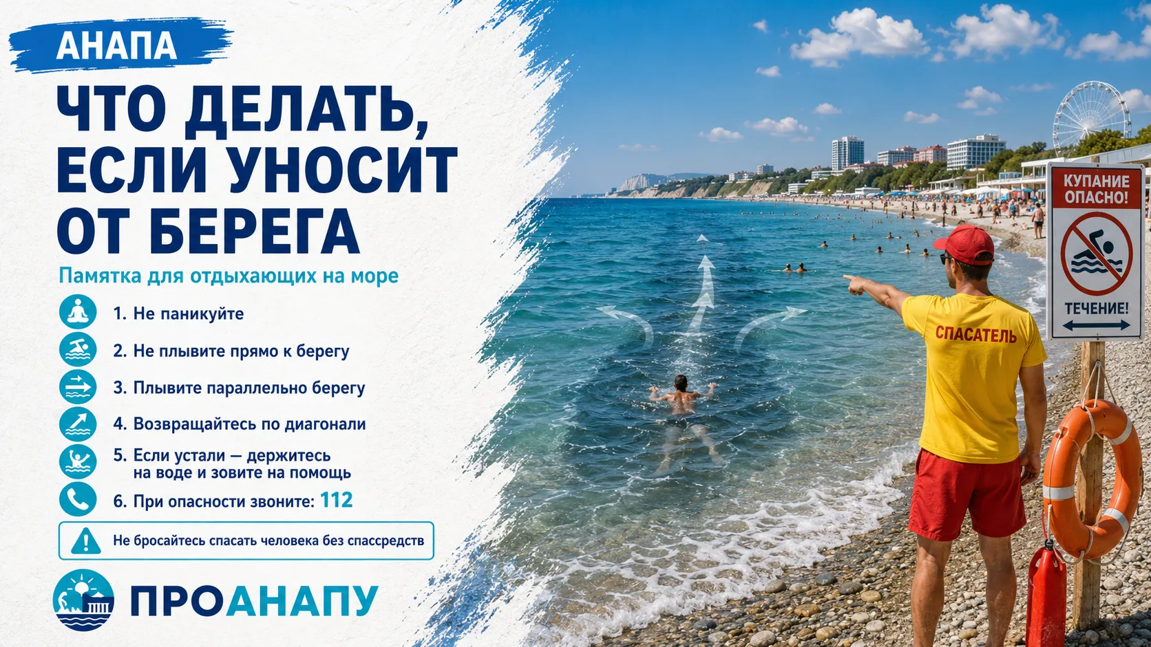 Что делать, если в море уносит от берега