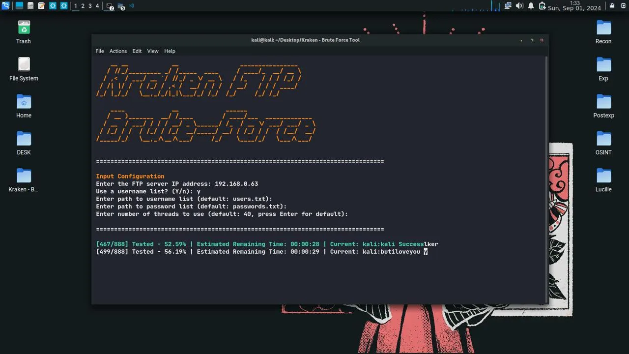 Универсальный набор инструментов для брутфорс-атак  🦑 Kraken  — это мощный инструмент на Python, соз
