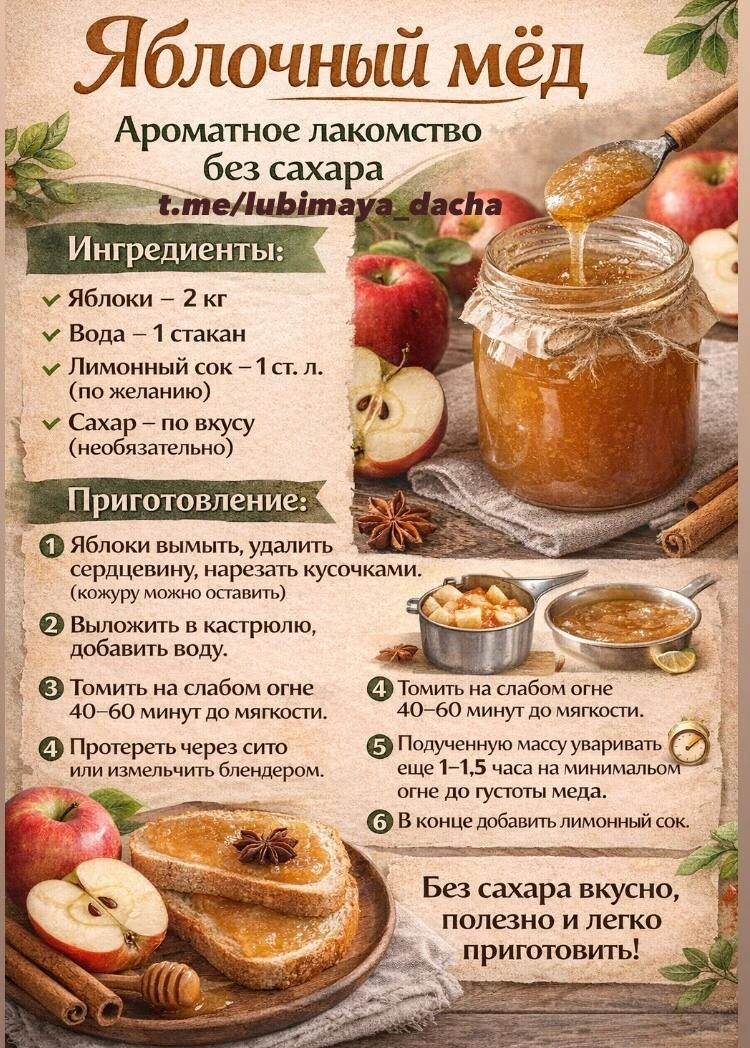 Яблочный мёд — ароматное лакомство без сахара.