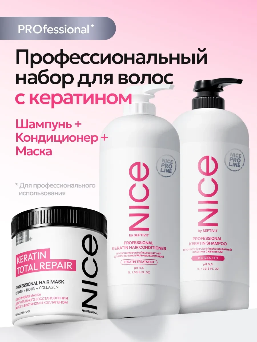 ⚡️ Профессиональный набор для волос с кератином NICE Pro Line 3…, Официальный бренд SEP...