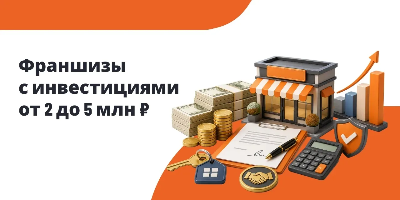 Франшизы с инвестициями от 2 до 5 млн ₽ позволяют открыть бизнес по готовой модели в самых разных сф