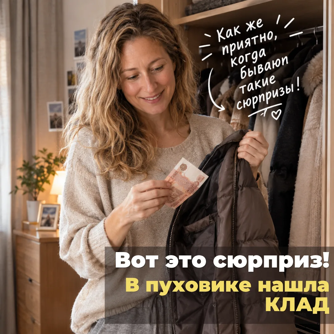 У меня случилось событие буквально на миллион! Доставала тёплые вещи и в кармане пухови...