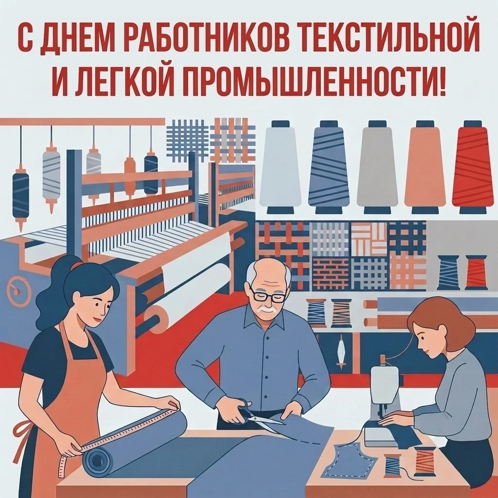 🧵 Поздравляем всех причастных с профессиональным праздником – С ДНЕМ РАБОТНИКОВ ТЕКСТИЛЬНОЙ И ЛЕГКО