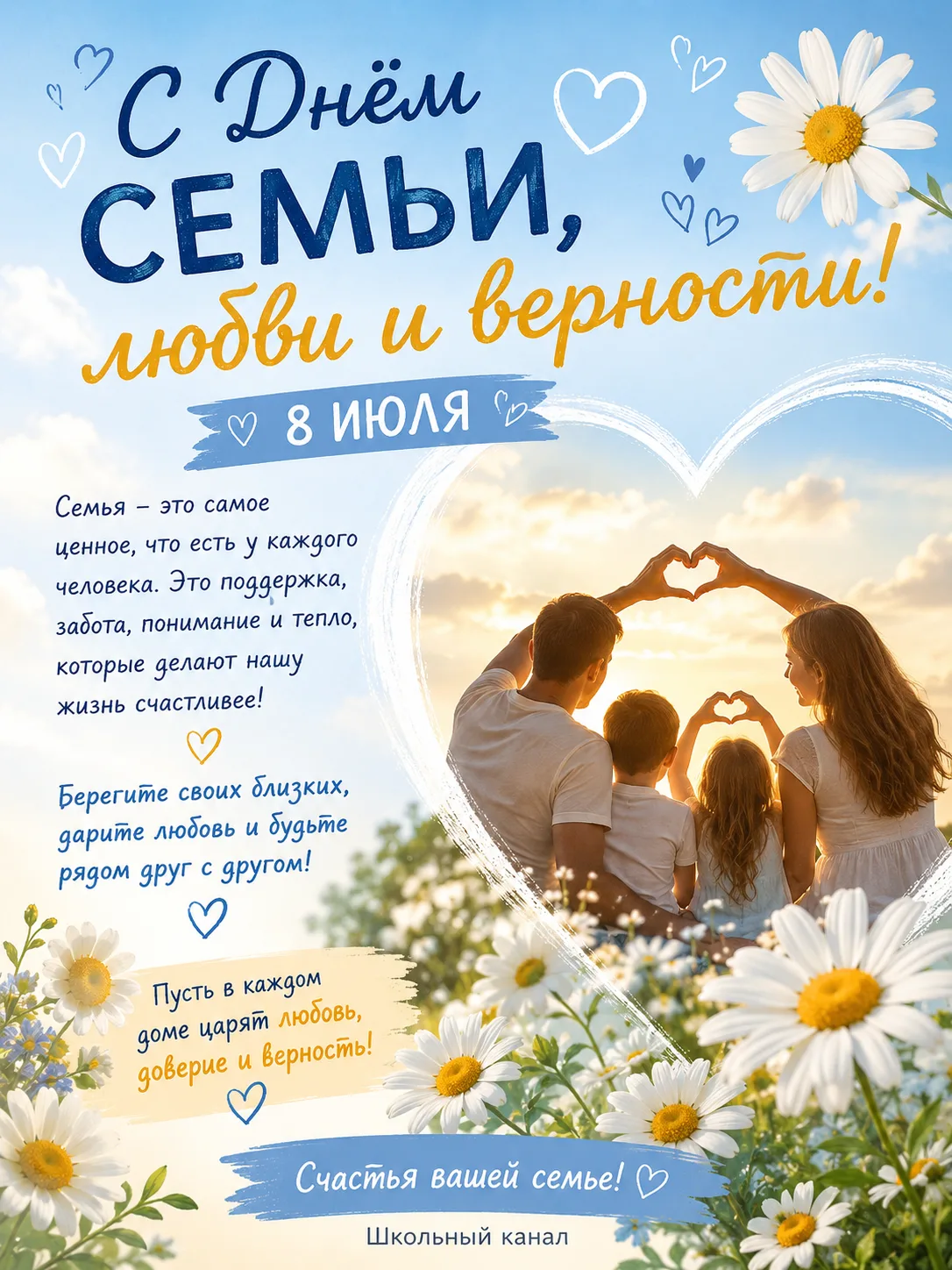 8 июля — День семьи, любви и верности 🤍
Самое ценное — быть рядом с теми, кого любишь.
Пусть в кажд