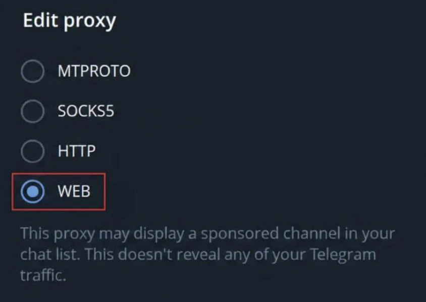 В Telegram появился новый тип прокси — WEB, способный эффективно обходить блокировки