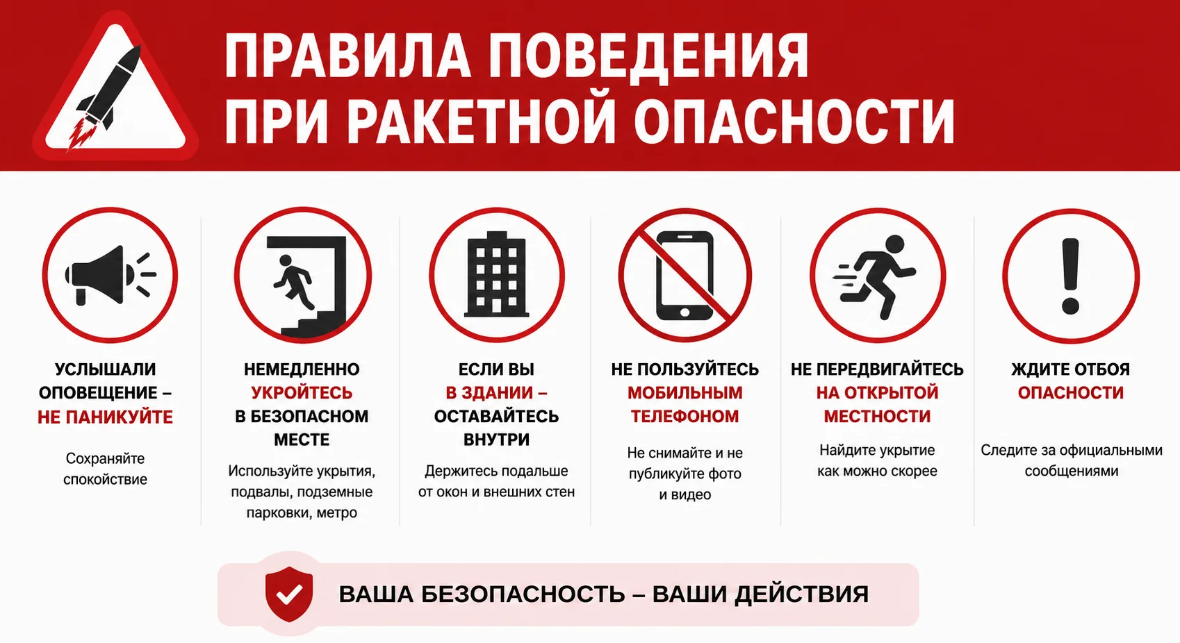 🚨 Порядок действий при получении сигнала «РАКЕТНАЯ ОПАСНОСТЬ»

Уважаемые жители Жердевского муницип