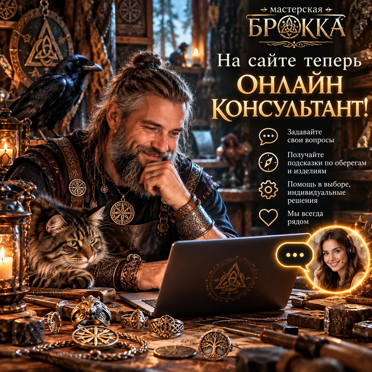На сайте мастерской Брокка появился онлайн-консультант.