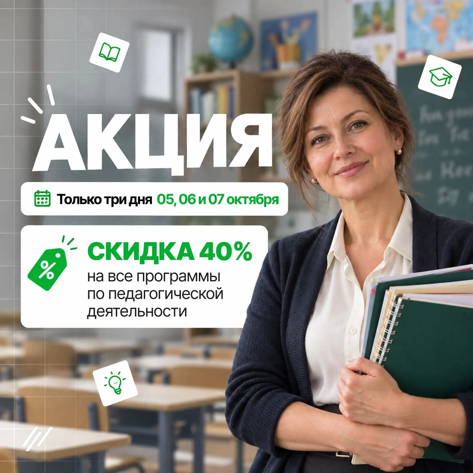 🔥Только три дня скидка 40% на все программы для педагогов🔥