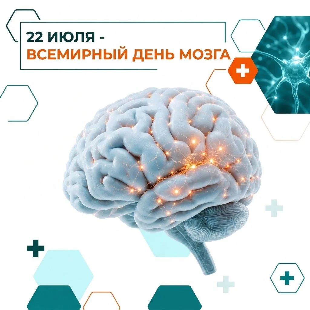 ✍️ 22 июля – Всемирный день мозга 
Эта дата призвана привлечь внимание к важности здоровья самого гл