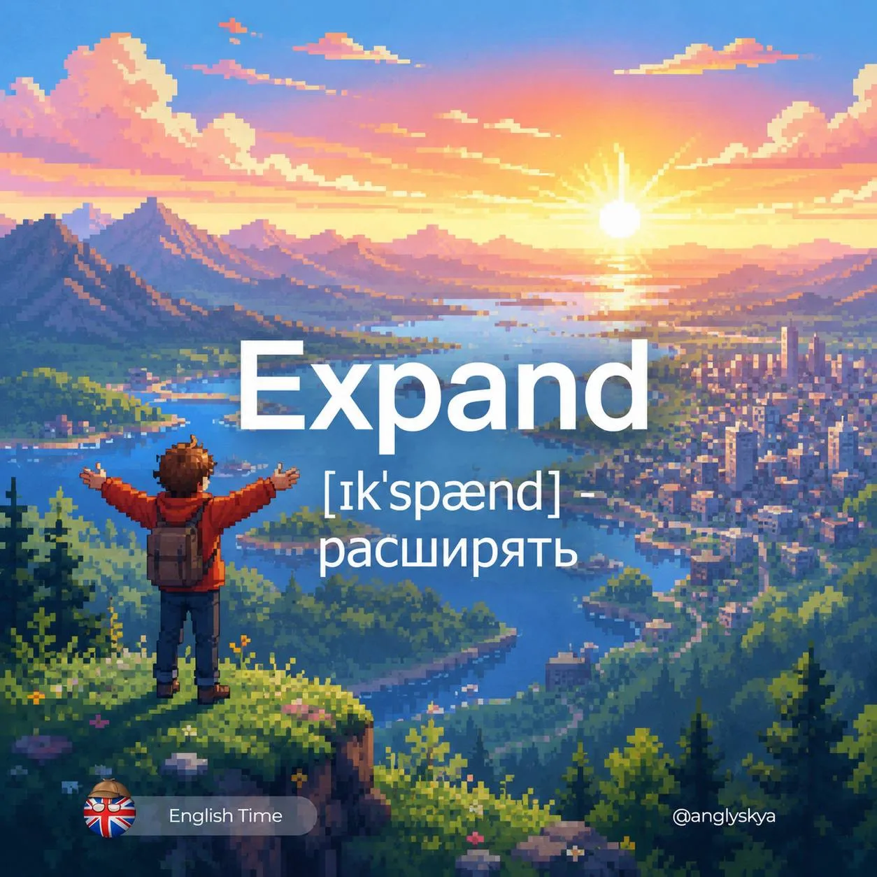Expand (ɪkˈspænd) — расширять

Похожие слова:  
1. Enlarge (ɪnˈlɑrdʒ) — увеличивать
2. Broaden (ˈbrɔ