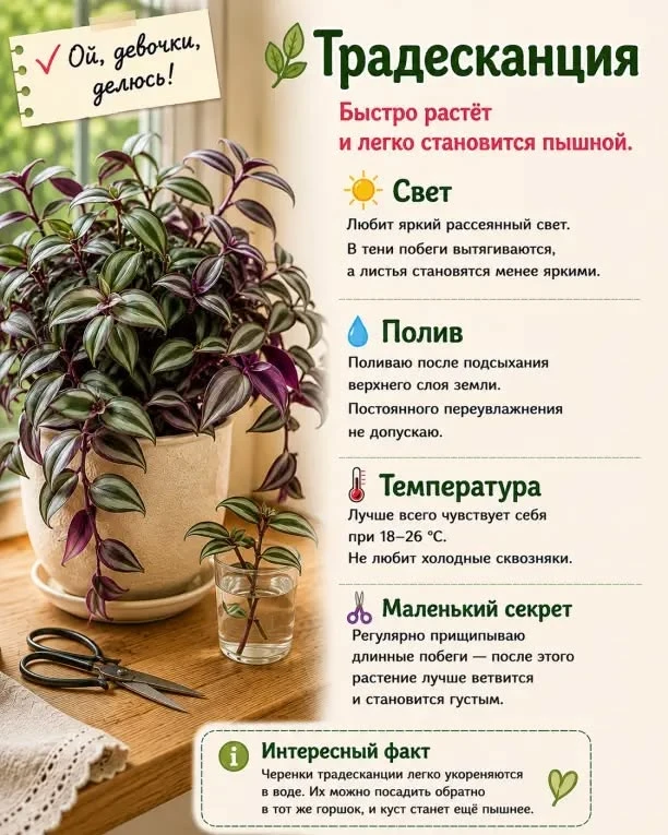 Хитрости ухода за ТРАДЕСКАНЦИЕЙ 🌱
